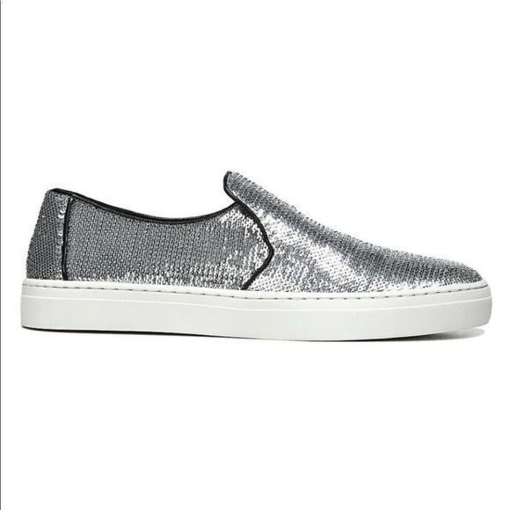 Diane Von Furstenberg | Budapest Slip On Sneaker in Silver Sequin. Womens 9.5
